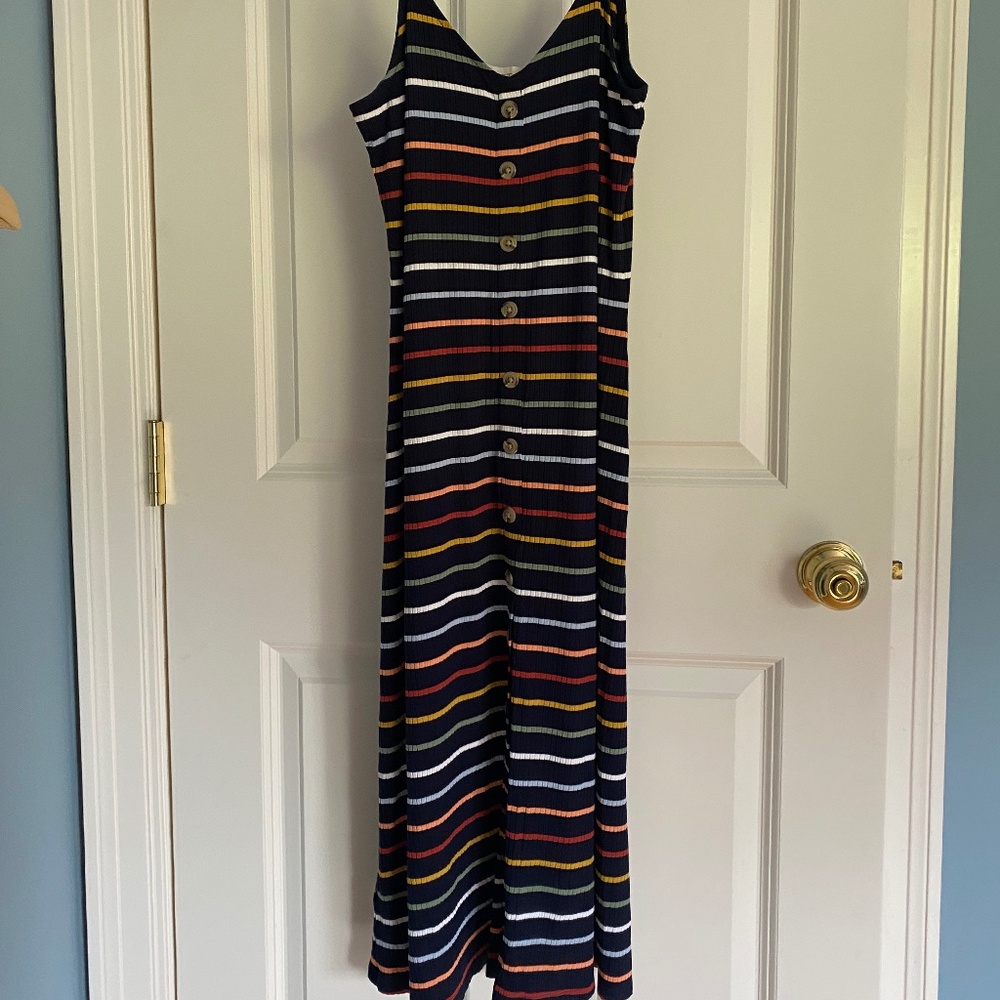 Loft navy striped dress